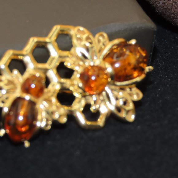 Amber Bumblebee and Honeycomb Pin in 18kt Gold Over Sterling by Ross and Simons - Picture 16 of 16